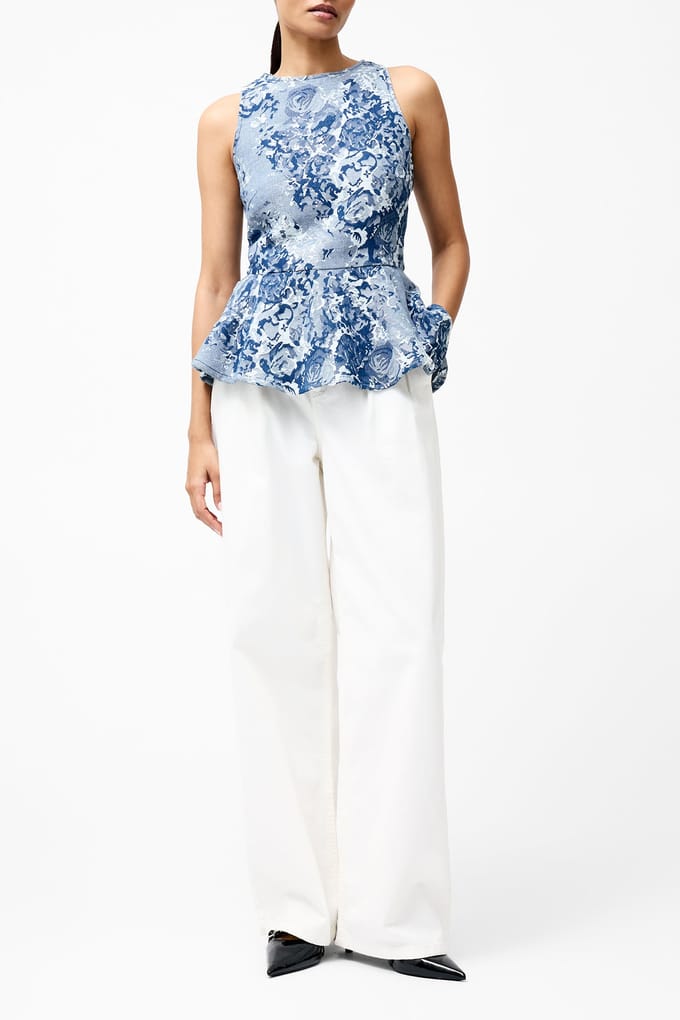 French Connection Charlotte Jacquard Peplum Top Light Wash Größe: 6 | Blusen Outlet | Damen | Lila
