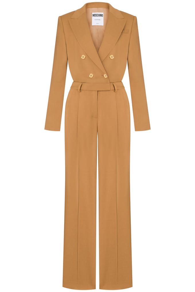 Moschino Diagonal Jumpsuit In Stretch Viscose Gold Buttons Brown Taglia: 38 | Tute Outlet | Donna | Giallo