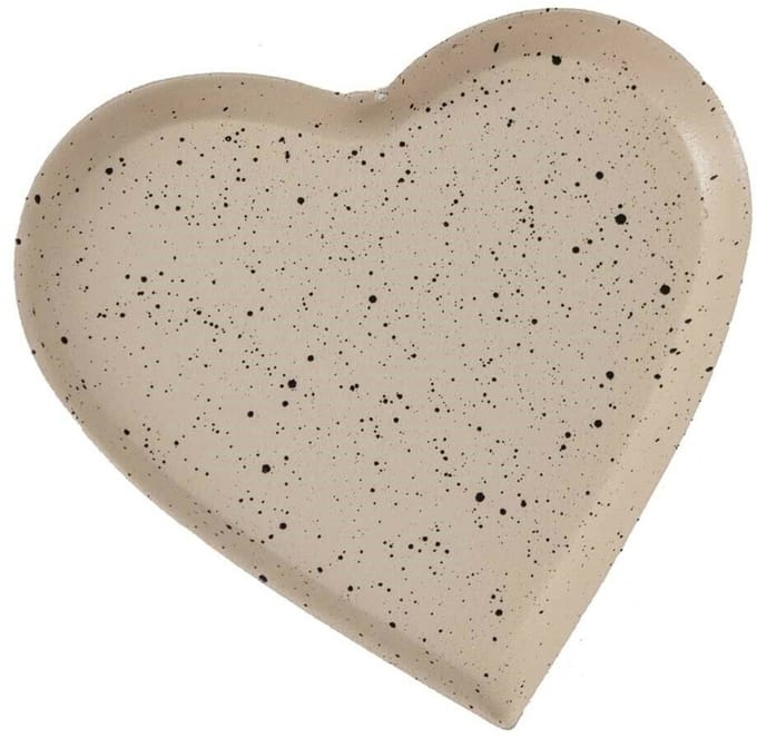 Metalen tray hart sand speckle