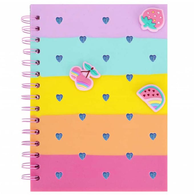 Lobbes notitieboek speelgoed siliconen A5 fruit multi kleuren.