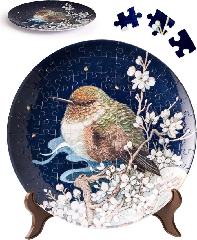 3D Puzzel Bord - Decoratieve Kunst - Ontspanning Thuis - Draagbaar Waterbestendig - 22.7 x 22.7 cm - Vogel op Pruimtak