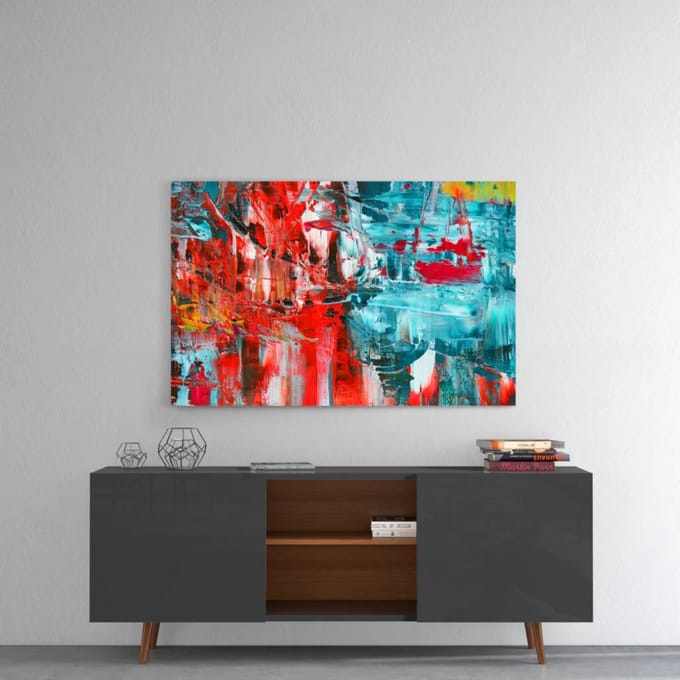 Glasschilderij - Abstracte Kunst - 110x70 cm