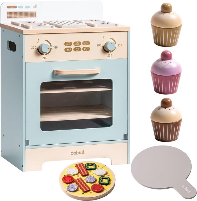 Houten Speelgoedoven met Accessoires voor Kinderen