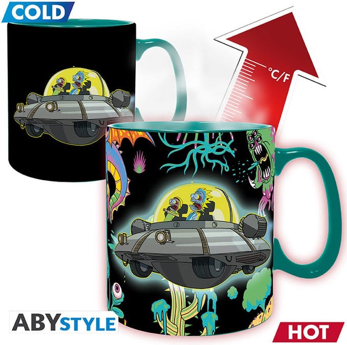 Rick And Morty Space Ship - Thermo-mok Unisex Mok - meerkleurig - Standard
