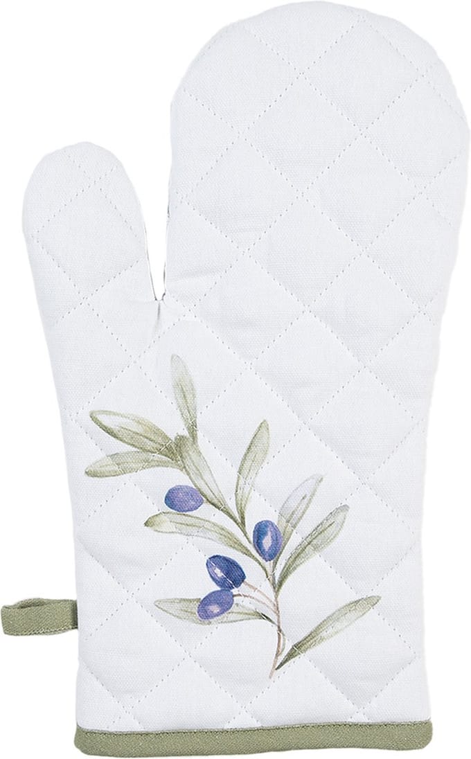 Clayre & Eef Ovenwant 18x30 cm Wit Katoen Olijven