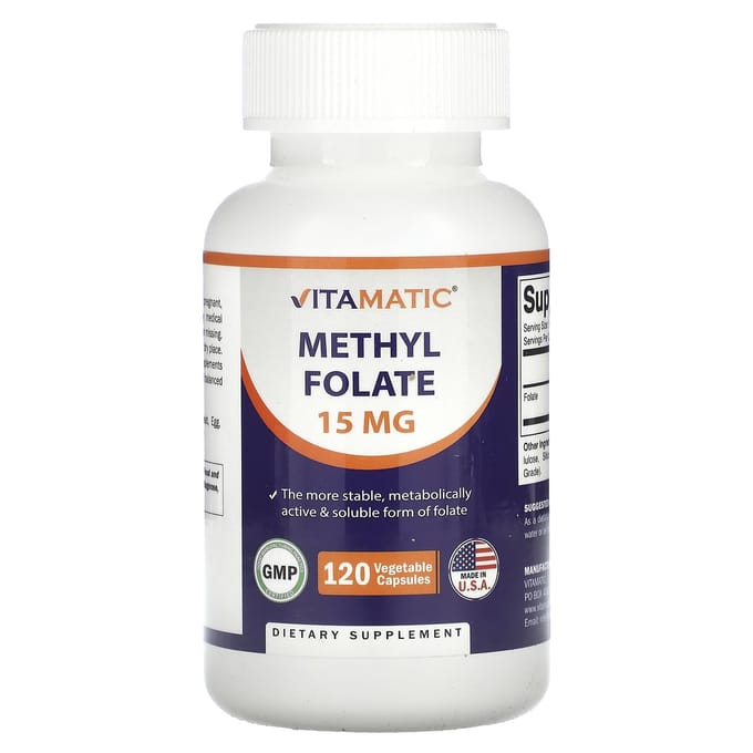 Methylfolaat, 15 mg, 120 Plantaardige Capsules