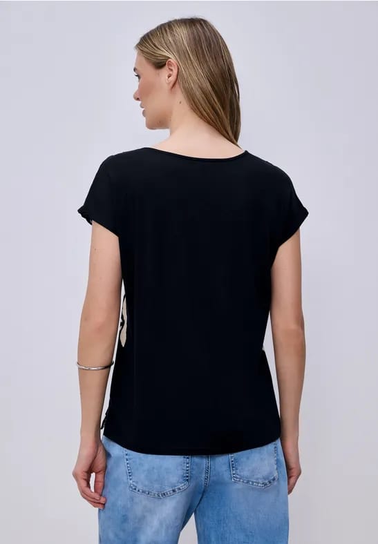Shirt met gespleten hals en print op de voorkant