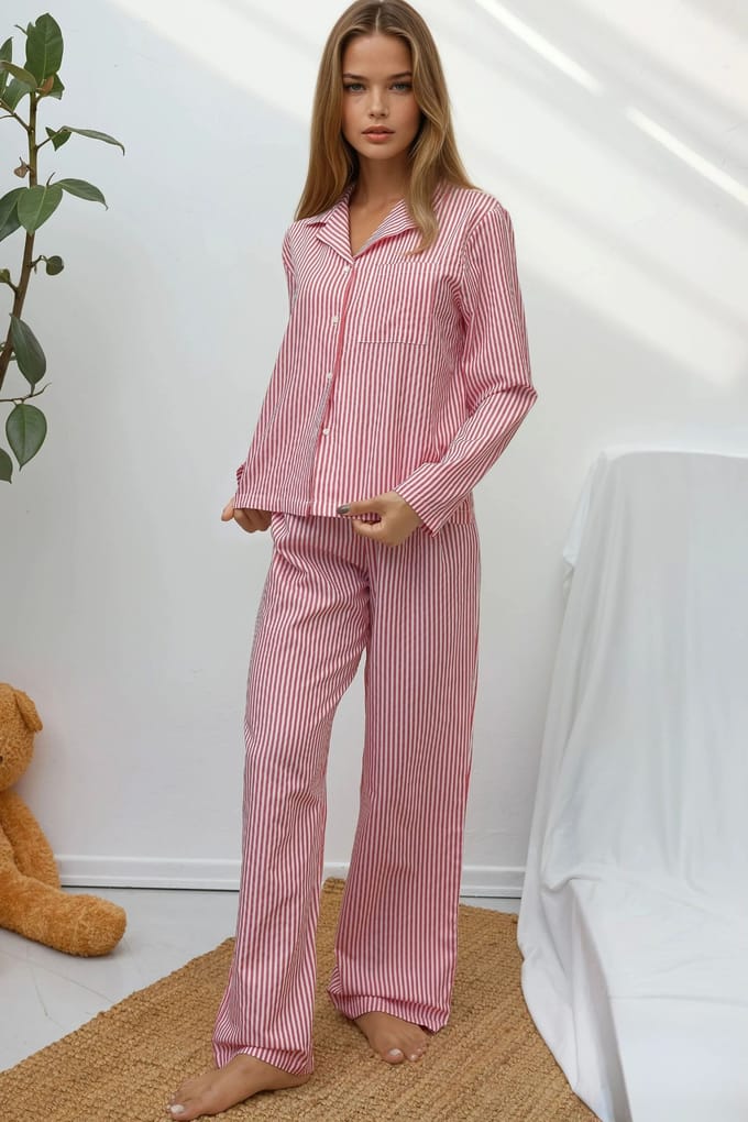 Gestreept Katoenen Pyjama Set