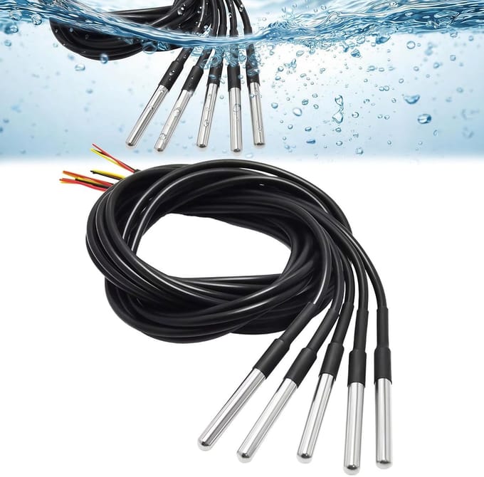Digitale Temperatuur Sensor Probe - 5 Stuks RVS Kabel van 5m, Waterdicht en Temperatuurbereik -55℃ tot +125℃
