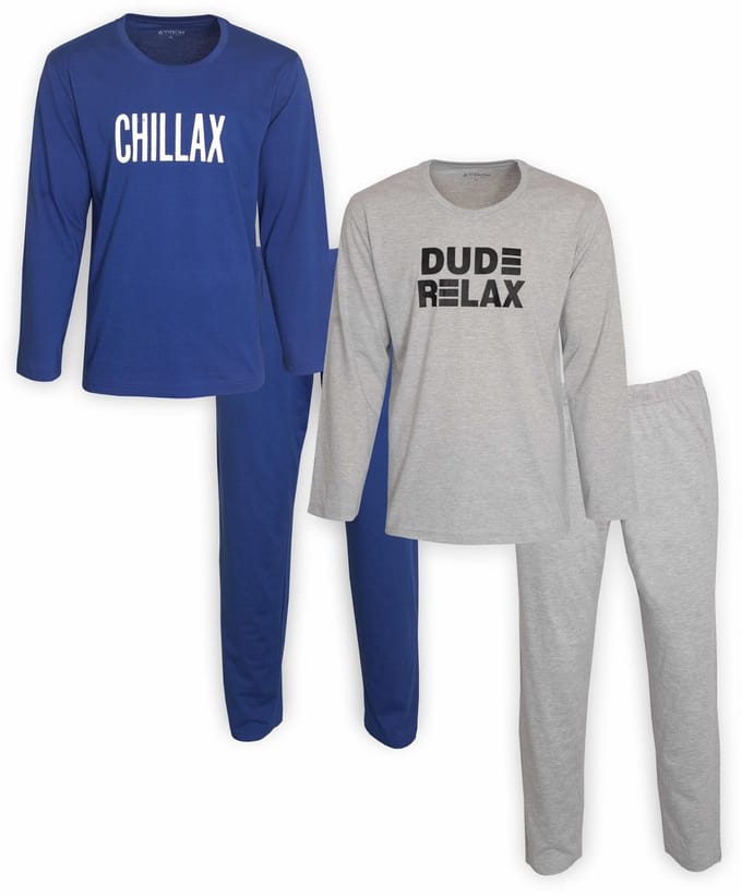 Aprox Heren Pyjama - Pyjama Set - DUO-PACK - Kobaltblauw & Grijs Melange - Maat M