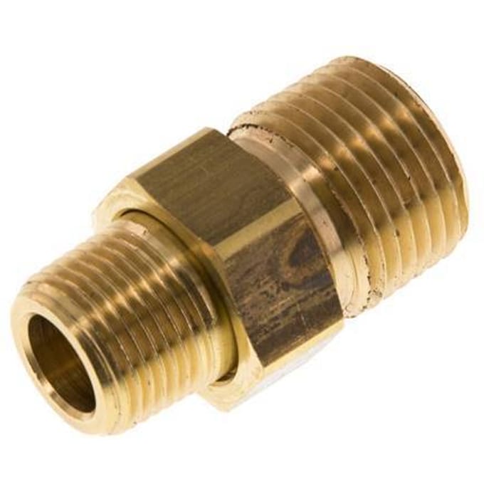 R 1/2'' x R 3/8'' Messing Borstnippel 3-delig met Conische afdichting 16 Bar