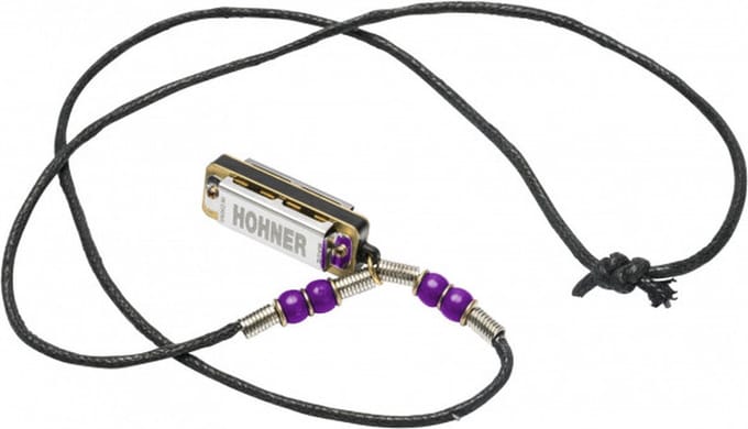 Hohner Mini Harmonica C met halsketting - violet