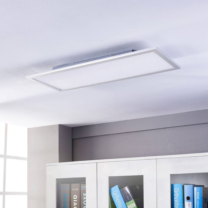 Lindby LED paneel Livel, 4000K, 80 cm x 30 cm, zilver, metaal