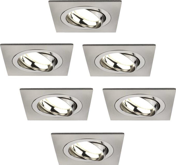 Ledvion - 6X LED Inbouwspot Sevilla - Dimbaar - 3W - 4000K - Ø92 mm - RVS