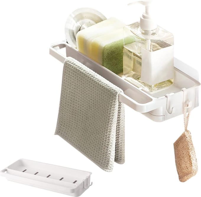 Gootsteenorganizer voor Keuken met Afneembare Afvoerpan - Wit