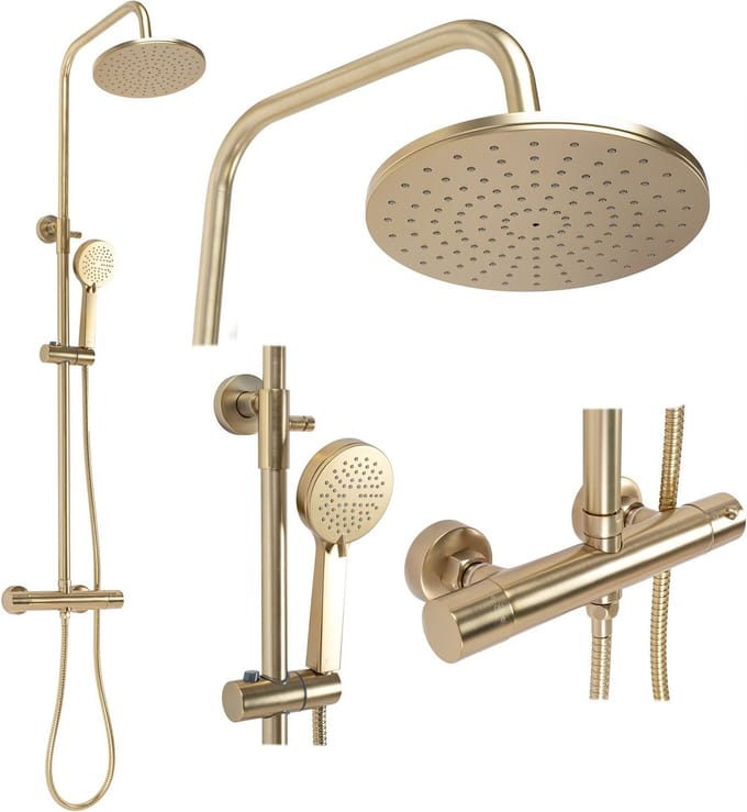 Rea Parot Regendouche Geborsteld Goud 120cm