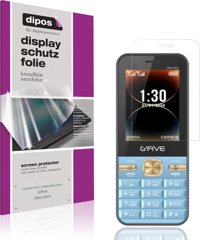 dipos – 4x Beschermfolie geschikt voor GFive Ultra Slim | Krasbestendige & heldere Screenprotector Ultra-Thin