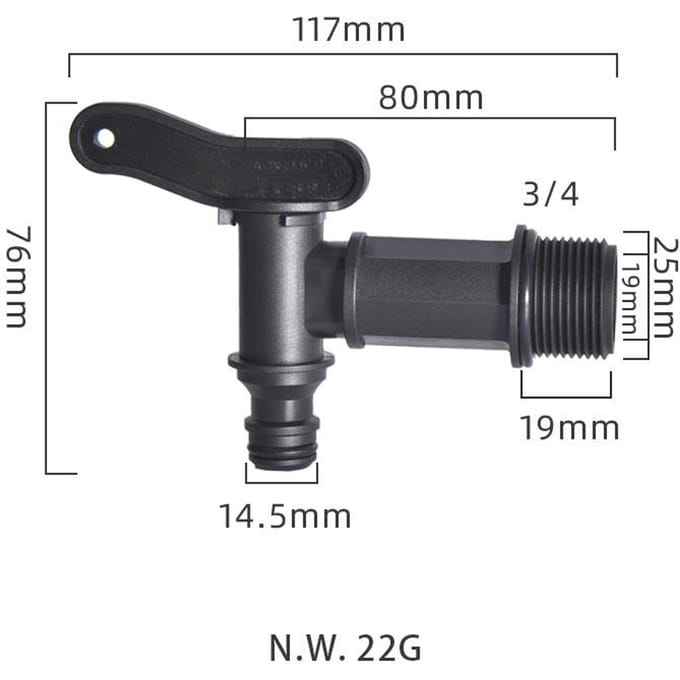S60x6 Schroefdraad Plastic IBC Tank Kraan 1/2 Connector Vat Koppeling Ontluchtingskraan Schakelaar Tuinslang Fitting black