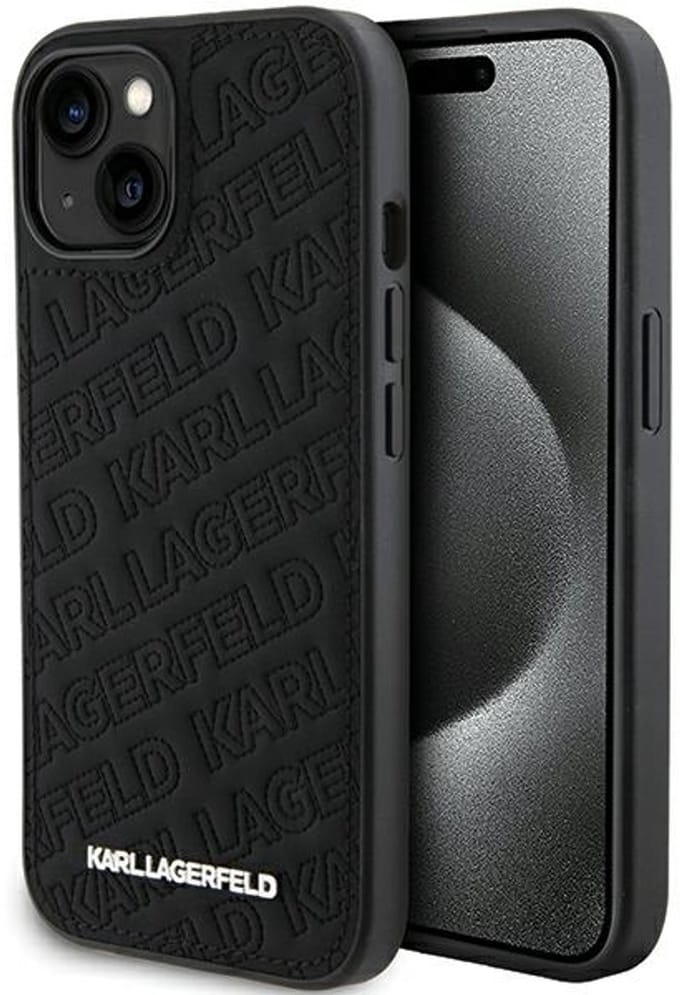 Karl Lagerfeld - Gekanteld Etui - iPhone 15 - Quilted - Zwart - Elegant Design