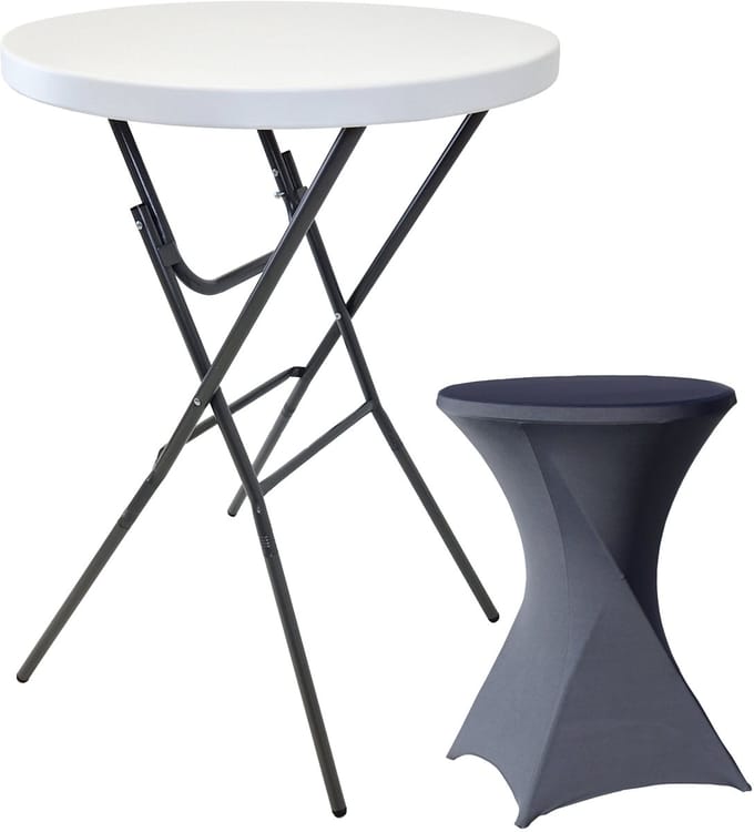 Bartafel met deksel Inklapbare partytafel Ø 80 cm hoogte 110 cm in wit met deksel in antraciet