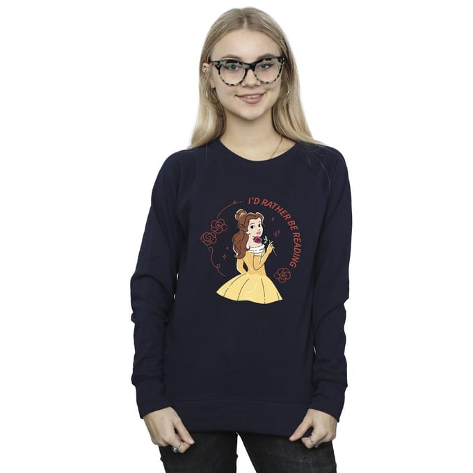 Disney Dames/Dames Beauty And The Beast I´d Rather Be Reading Sweatshirt (Marineblauw)