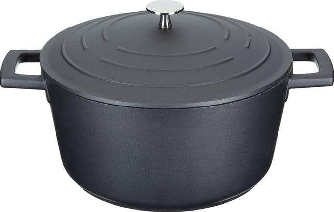 Masterclass Lichtgewicht Braadpan Met Deksel - Gietaluminium Zwart 4 Liter / 20 cm