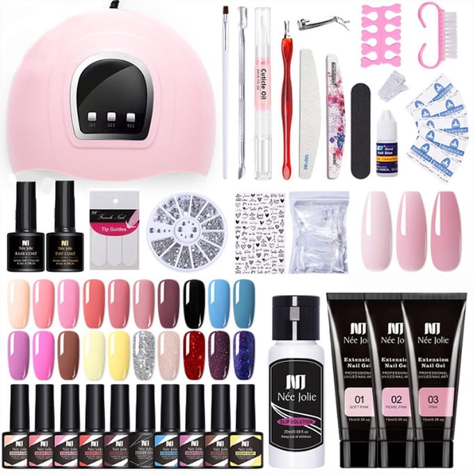 NAXSIR Nagelstudio Complete set met UV/LED lamp - 20 gelkleuren & kristalgel voor verlenging