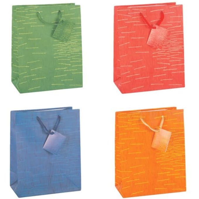 TSI geschenktasje Laura, medium formaat, 18 x 10 x 23 cm, scheurvast, set van 12, geassorteerde kleuren