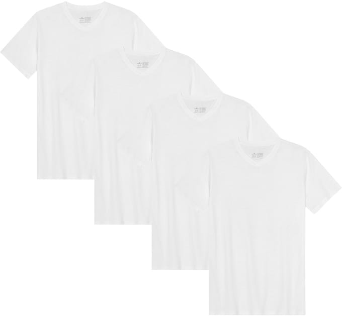 DANISH ENDURANCE T-Shirt voor Heren - V-Neck - Wit - 4 pack - Maat M