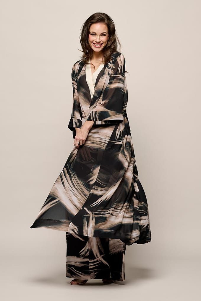 Isla Print Kaftan Zwart / Off White