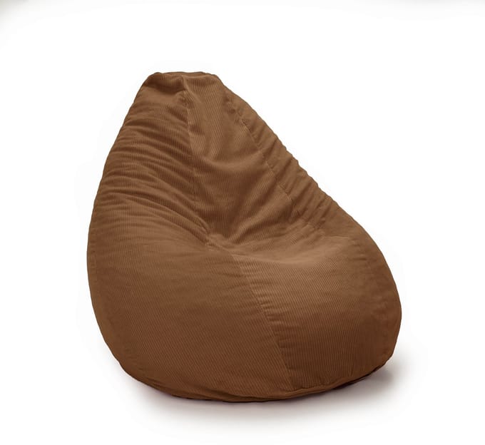 Drop & Sit - compacte zitzak - trendy rib (corduroy) - cognac - 180L met uitneembare binnenzak