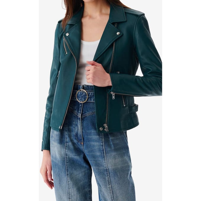IRO Paris Newhan Outerwear Peacock Blue Taglia: 36 | Giacche di pelle Outlet | Donna | Blu