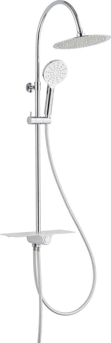 SCHÜTTE Aquastar Douchesysteem - Regendouche - Geïntegreerd Planchet met Push-Button Omsteller - Chroom & Wit