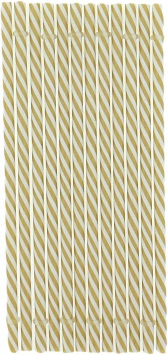 Herbruikbare drinkrietjes - 23 cm - Ø 8mm - Goud/Wit - 24 stuks