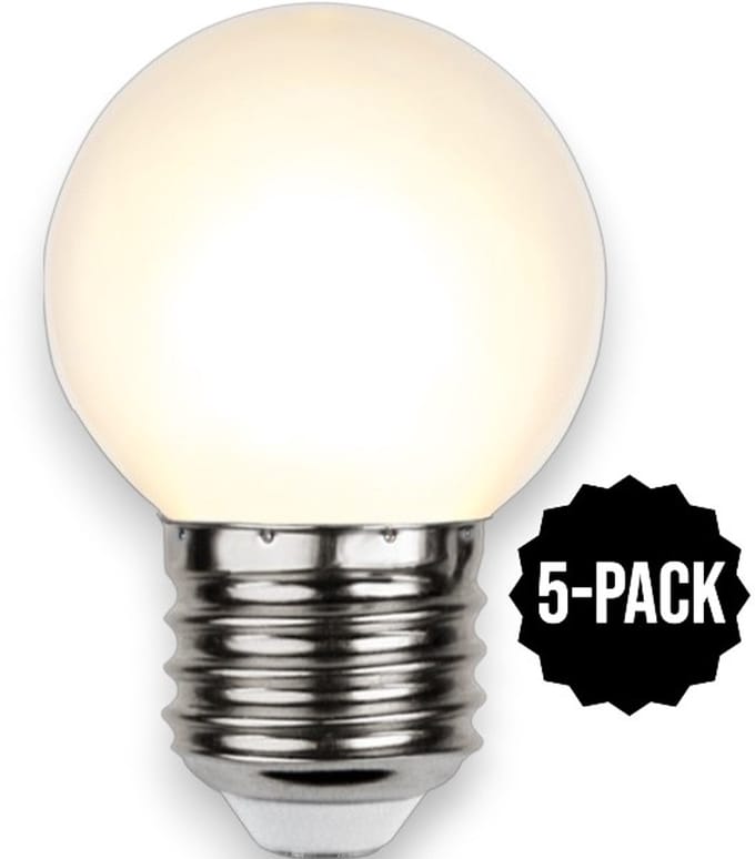 5-Pack | Prikkabel - Kogellamp - E27 - 1W - Extra Warm Wit - 2700K - Opaal