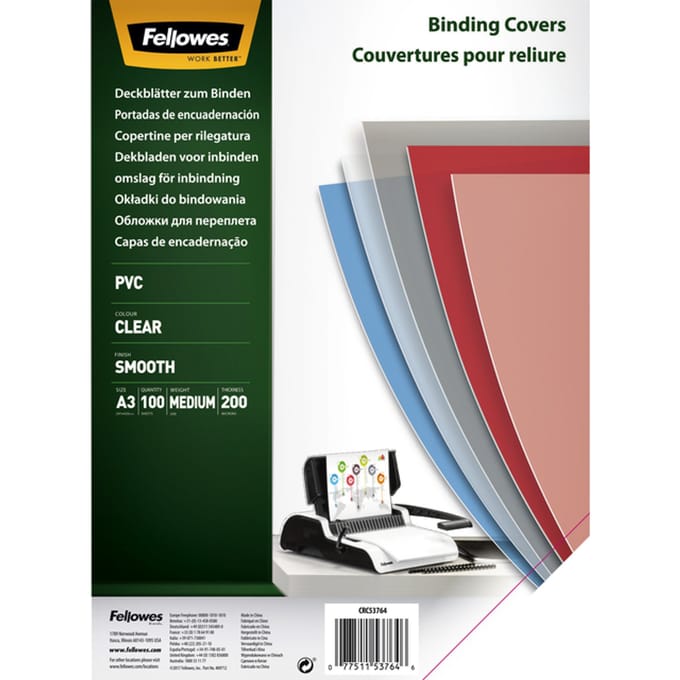 Fellowes Schutbladen A3 transparant 200 micron