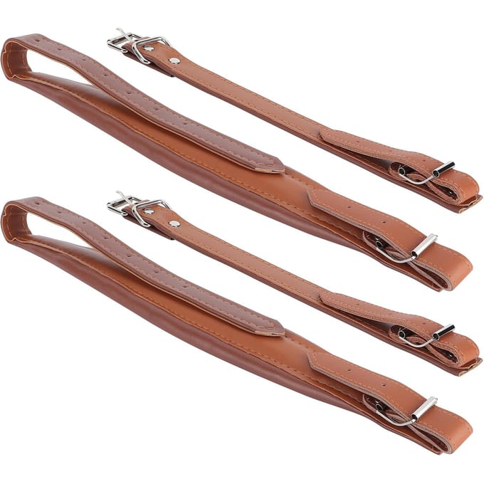 2 stuks accordeon schouderriem van PU leer met bijpassende accessoires voor 16?120 Bas Koffie brown