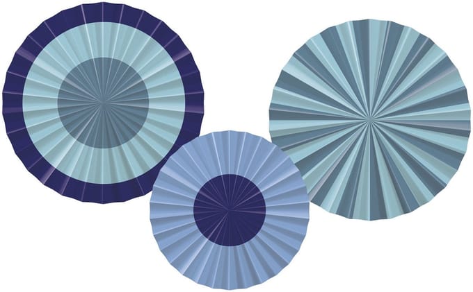 Deco Fan Set - Bold Blue - 3 stuks