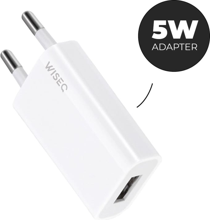 WiseQ Oplader USB - Compacte Laadstekker USB 5W/1A - Geschikt voor iPhone & Samsung - Wit