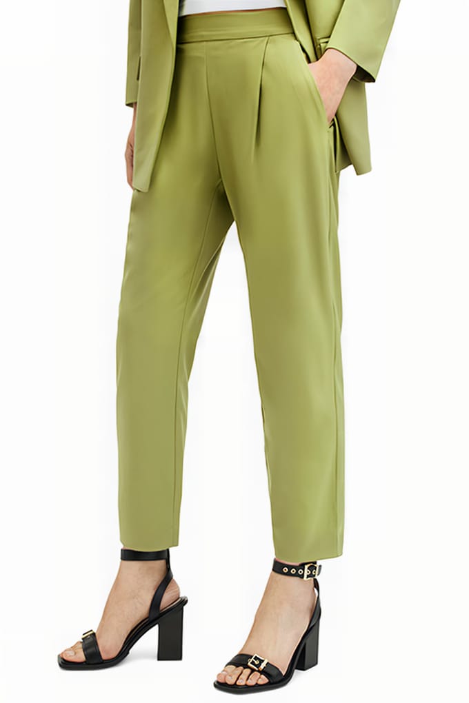 AllSaints Aleida Tri Trouser Olive Green Maat: 12 | Pantalons Outlet | Dames | Groen