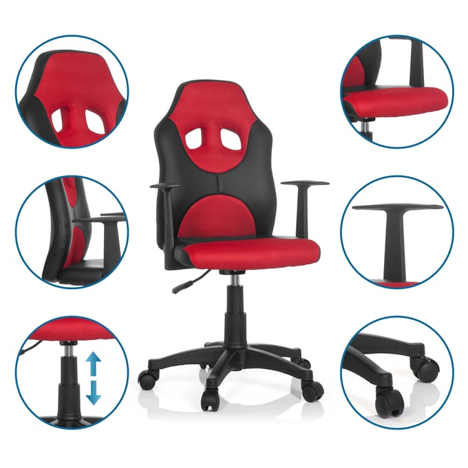 hjh office Kiddy Racer AL - Bureaustoel - Kinder - Zwart / rood