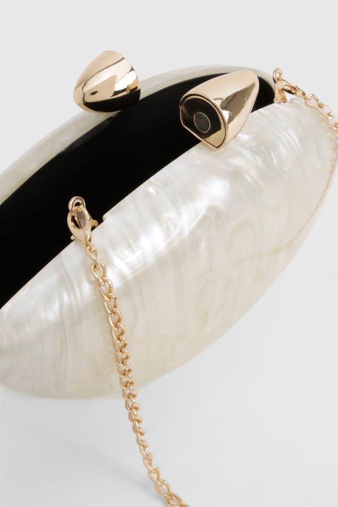 boohoo Dames Marbled Acrylic Clutch Bag | Gold