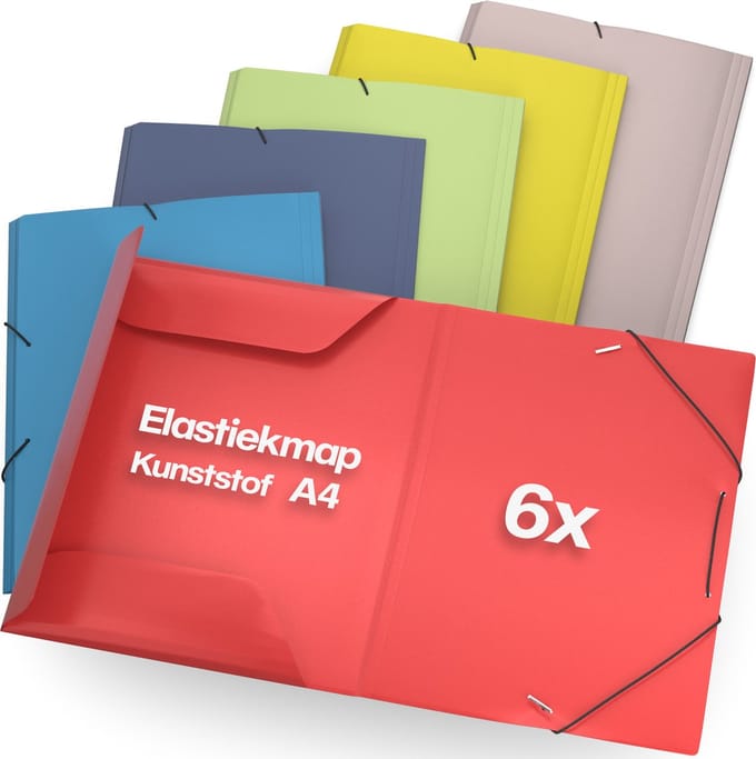 ACROPAQ - 6 x Elastomap A4 – Documentenmap met elastiek – Rugbreedte 2,5 cm – PP – Voor kinderen, jongens & meisjes – Zomer – Elastomap school
