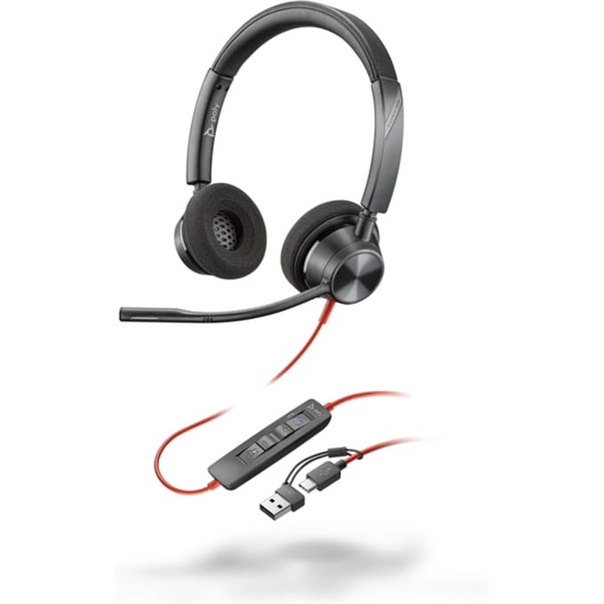 HP Poly Blackwire C3320-M On Ear headset Kabel Stereo Zwart Headset, Microfoon uitschakelbaar (mute), Volumeregeling Computer