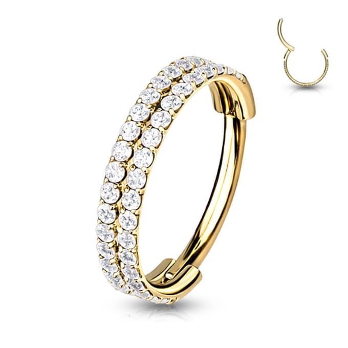 Piercing PVD high quality double CNC lined 1.2x8 - goud - LMPiercings