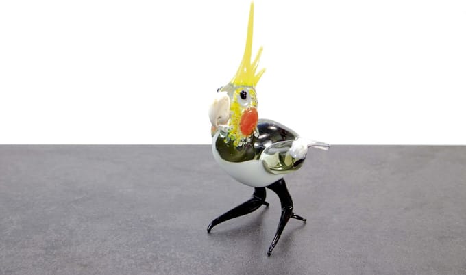 Valkparkiet van glas transparant - Vogel - Vogeltje - Glasbeeldje - Sculptuur van Glas