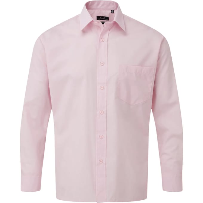 Premier Heren Popeline Overhemd Met Lange Mouwen (Roze)