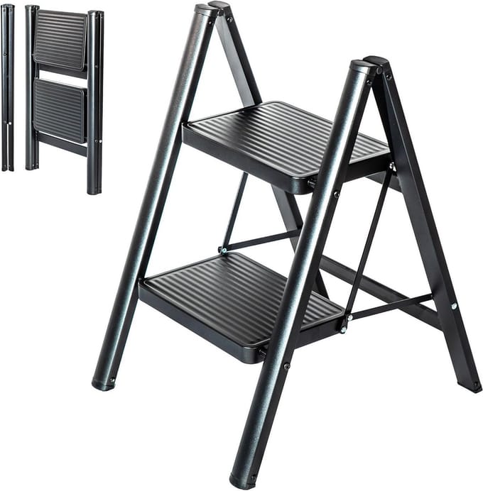 Opvouwbare Trapladder 2 Treden Compact Robuust Staal EN 131