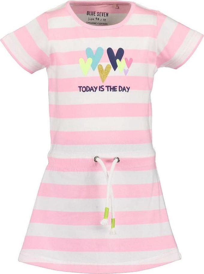 Blue Seven - jurk - gestreept - roze
