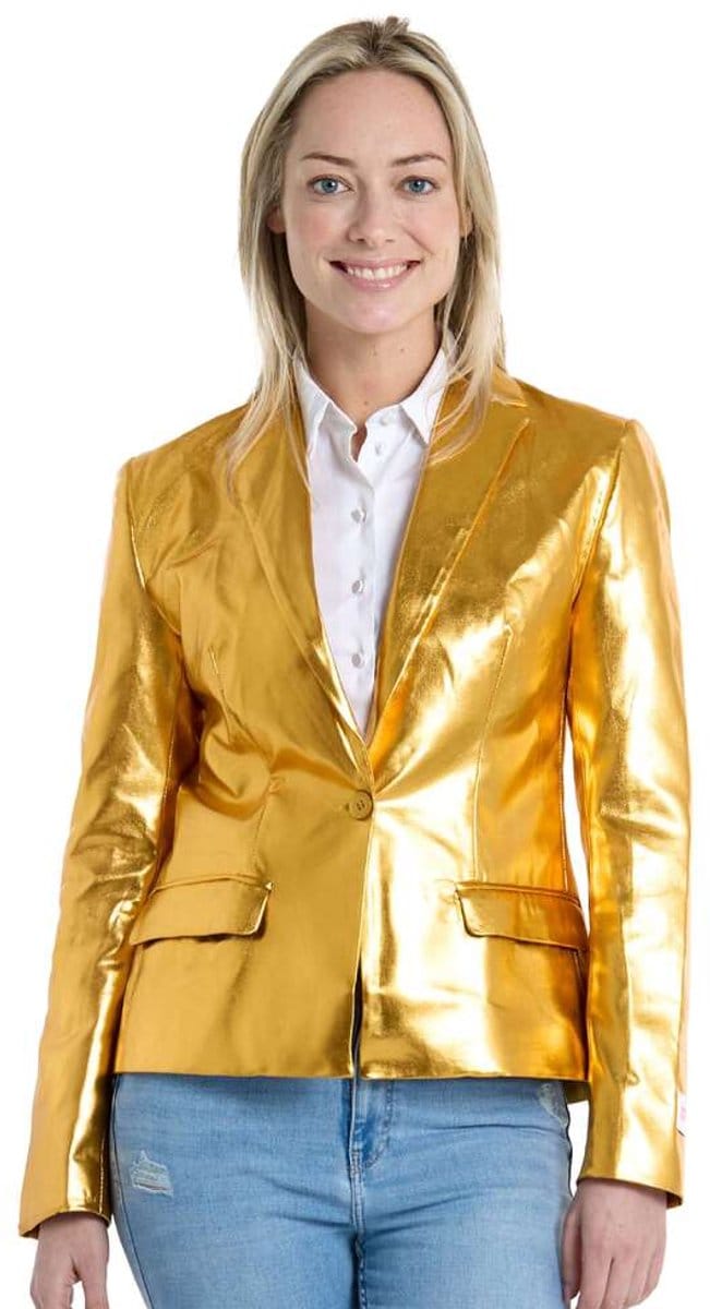 OppoSuits Groovy Gold - Dames Blazer - Glimmend Gouden Colbert - Goud - Maat: EU 36